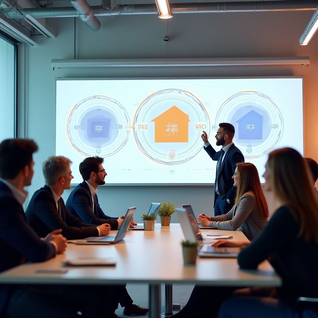 Réunion stratégique de l'équipe discutant des valeurs d'entreprise